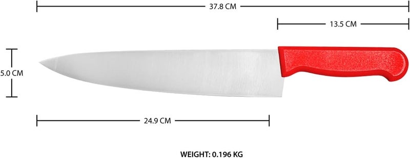 Kitchen Master 10 Inch Stainless Steel Professional Chef Knife (Red) - Image 2